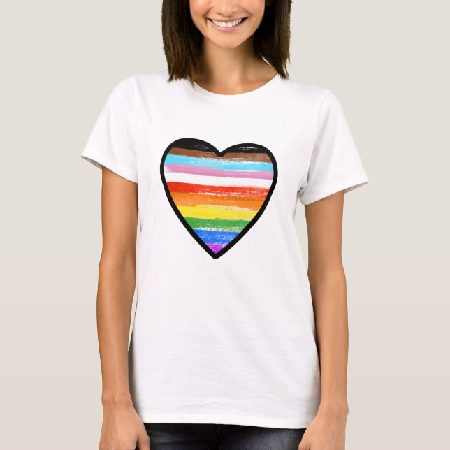 Progress Pride Painted Heart T-Shirt (Front)