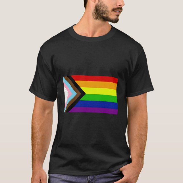 Progress Pride Rainbow Flag For Inclusivity T-Shirt (Front)
