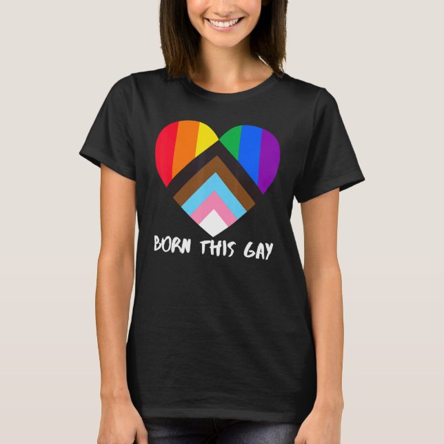 Progress Pride Rainbow Flag Inclusivity Heart  Bor T-Shirt (Front)