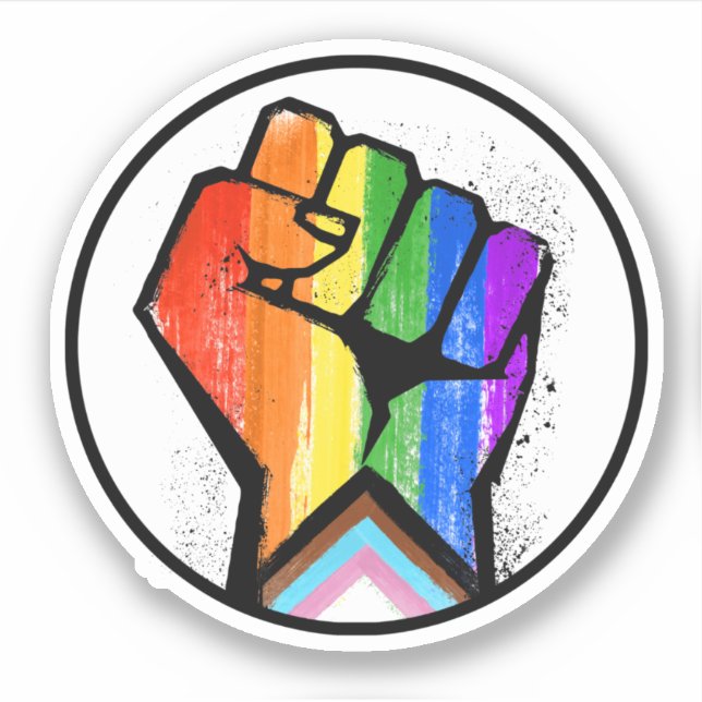 Progress Pride Resistance Circle Sticker (Front)