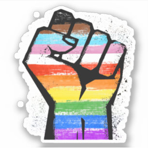 Progress Pride Striped Fist Sticker