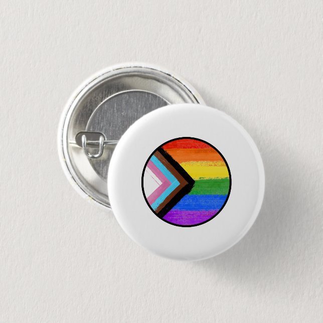 Progress Pride Stripes Painted Button (Front & Back)