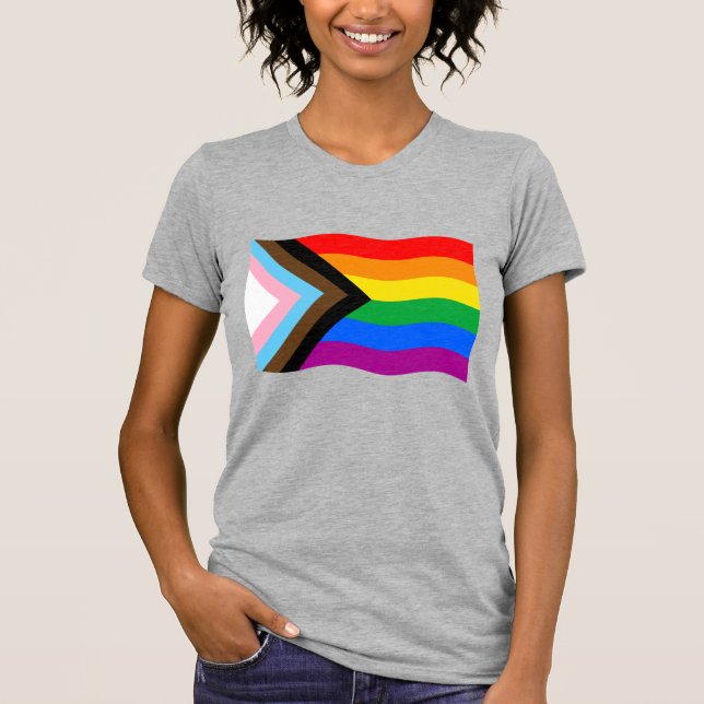 Progress Pride Waving Flag T-Shirt (Front)