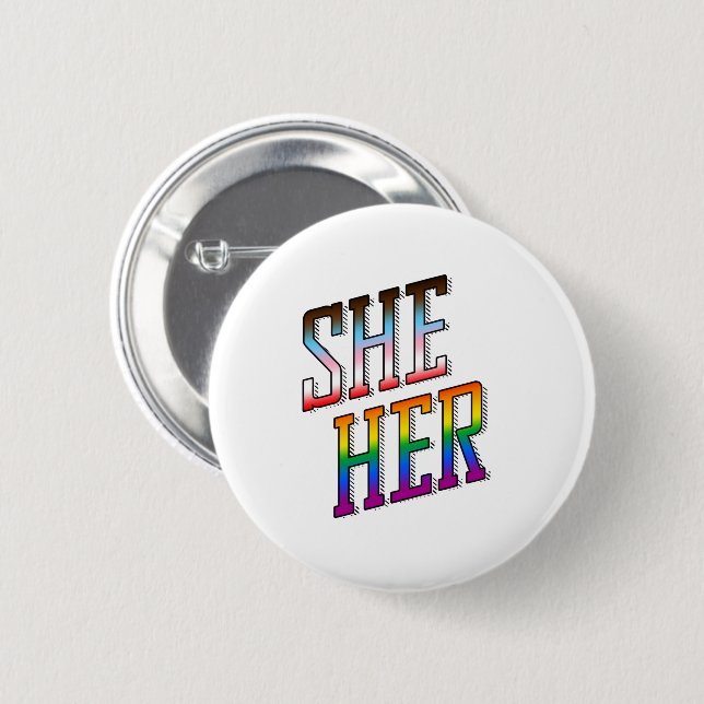 Progress Pronouns She Her 6 Cm Round Badge (Front & Back)