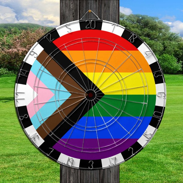 Progress Rainbow Flag darts, Pride & LGBTQ Dartboard (Creator Uploaded)
