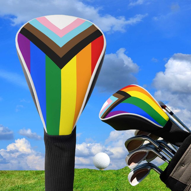 Progress Rainbow Flag golf, Pride golfing / LGBTQ Golf Head Cover (Creator Uploaded)