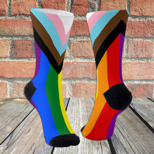 Progress Rainbow Flag Socks, LGBTQ & Pride Socks