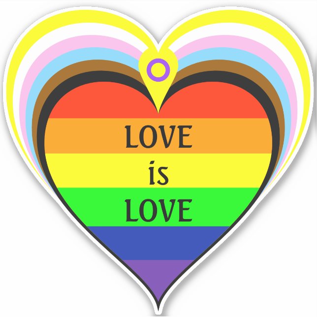 Progress Rainbow Pride Heart Sticker (Front)