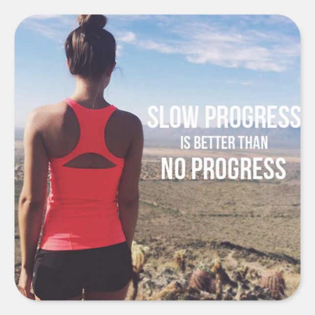 PROGRESS - Women's Workout Motivational Square Sticker (Front)