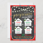 Progressive Holiday Dinner Party Invitation<br><div class="desc">Progressive Holiday Dinner Party Invitation

Festive and Fun Progressive Dinner Party invitation with a faux chalkboard look,  festive holiday graphics and trendy lights graphics!

DETAILS:
* Invite is formatted as 5" x 7" file</div>