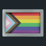 Progressive LGBTQIA Flag Belt Buckle<br><div class="desc">Colour: Pewter Wear your self-expression with this custom rectangular belt buckle. Printed in full, vibrant colour and finished with a UV resistant and waterproof coating, your image will display beautifully against this burnished silver belt buckle for years to come. This belt buckle arrives in a black felt bag that is...</div>