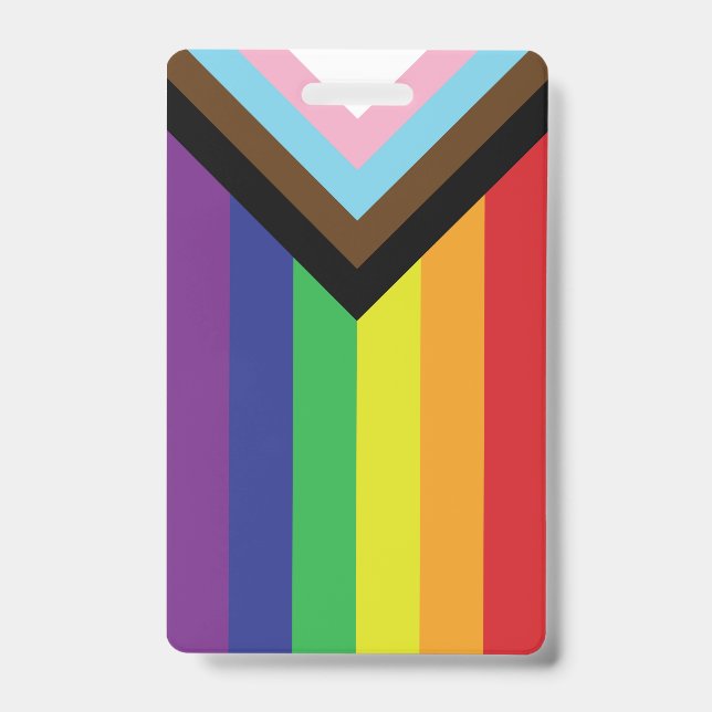 Progressive LGBTQIA Flag ID Badge (Front)