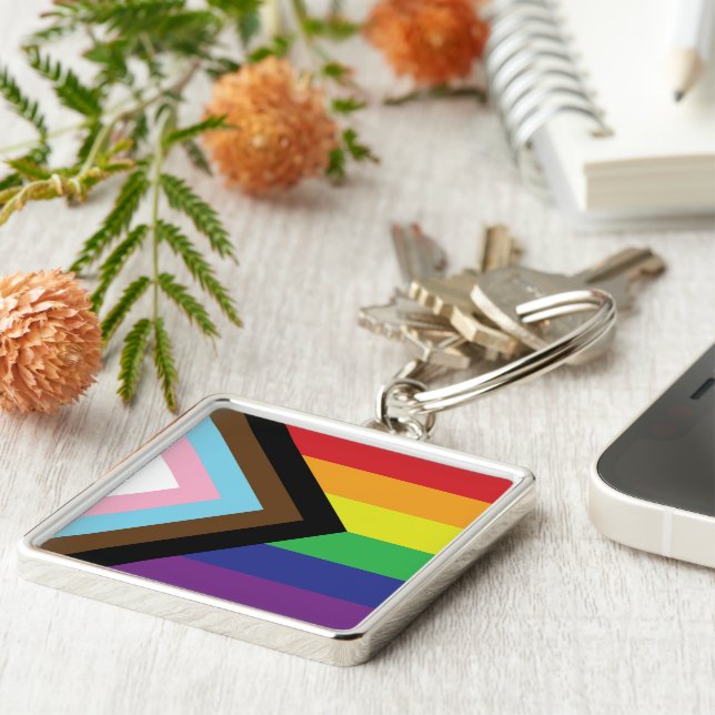 Progressive LGBTQIA Flag Key Ring (Side)