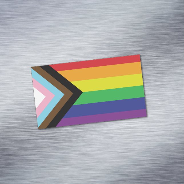 Progressive LGBTQIA Flag Magnetic Business Card (In Situ)