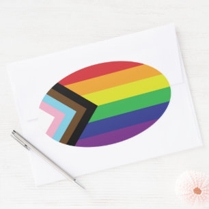 Progressive LGBTQIA Flag Oval Sticker