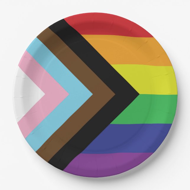 Progressive LGBTQIA Flag Paper Plate (Front)