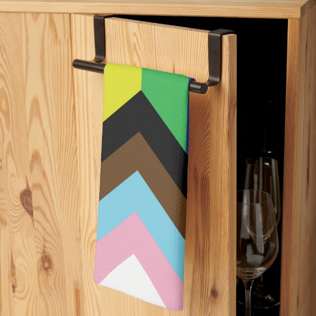 Progressive LGBTQIA Flag Tea Towel (Thirds Fold)