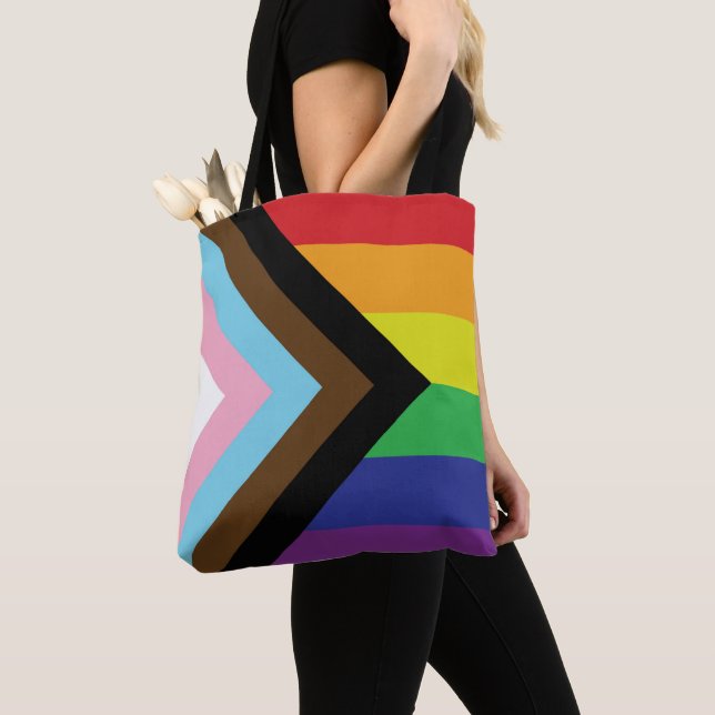 Progressive LGBTQIA Flag Tote Bag (Close Up)
