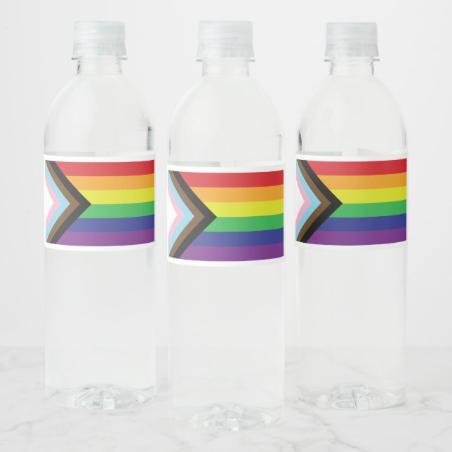 Progressive LGBTQIA Flag Water Bottle Label (Bottles)