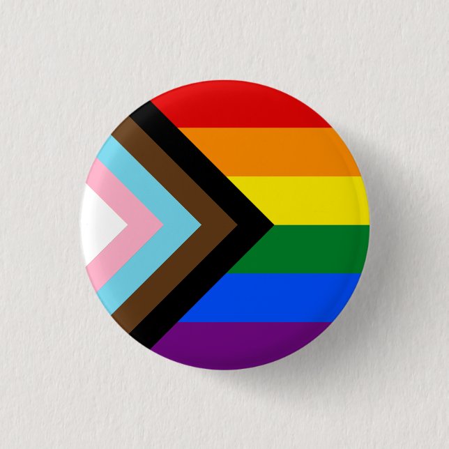 Progressive Pride Flag Button (Front)