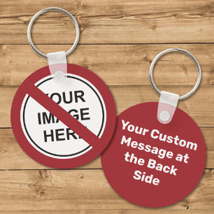 Prohibition Circle Sign with Custom Text and Image Key Ring