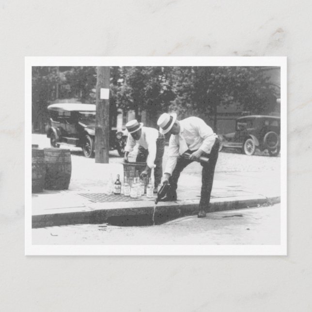 Prohibition Pouring Whiskey into a Sewer Vintage Postcard (Front)