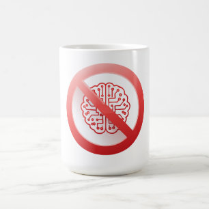 Prohibition sign of using artificial intelligence coffee mug