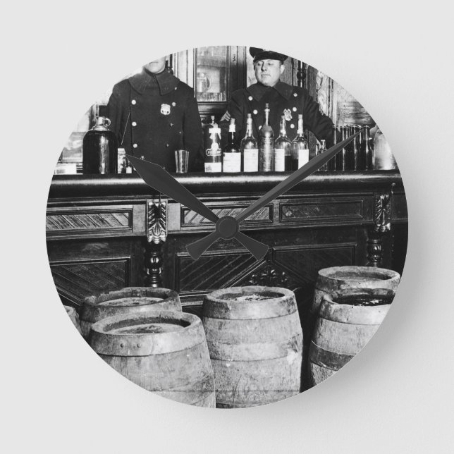 Prohibition - Speakeasy Police Raid Bootlegger - M Round Clock (Front)
