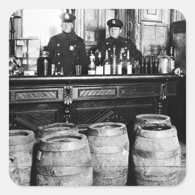 Prohibition - Speakeasy Police Raid Bootlegger - M Square Sticker (Front)