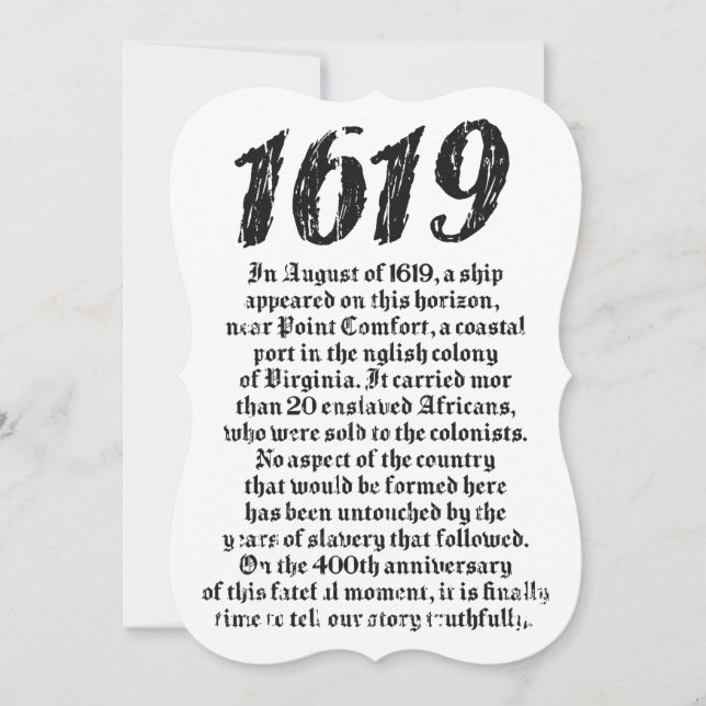 Project 1619 Established American Black History Invitation (Front)