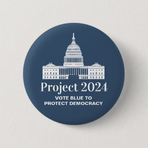 Project 2024 Vote for Democracy 6 Cm Round Badge