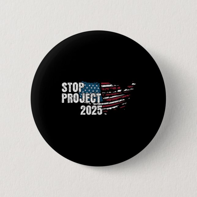 Project 2025 Anti Trump American Flag  6 Cm Round Badge (Front)