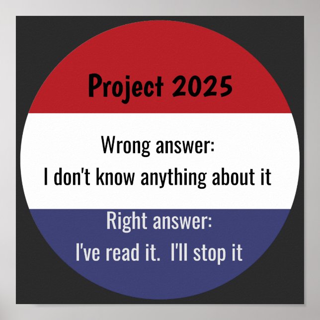 Project 2025 - Wrong Answer Poster (Front)
