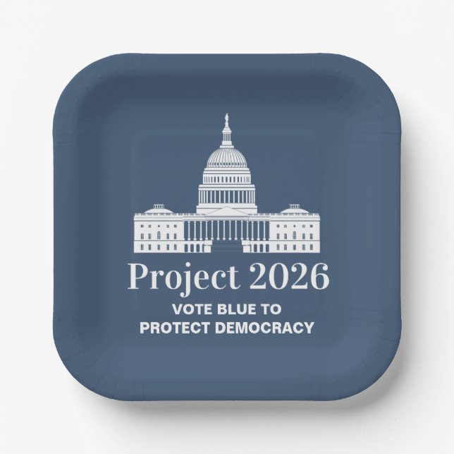Project 2026 Vote for Democracy Paper Plate (Front)