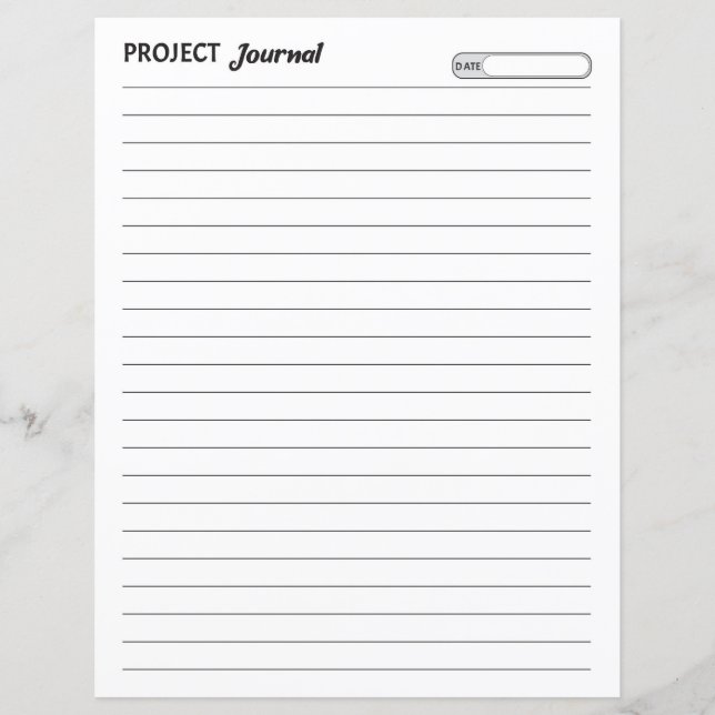 Project Journal Sheet (Front)