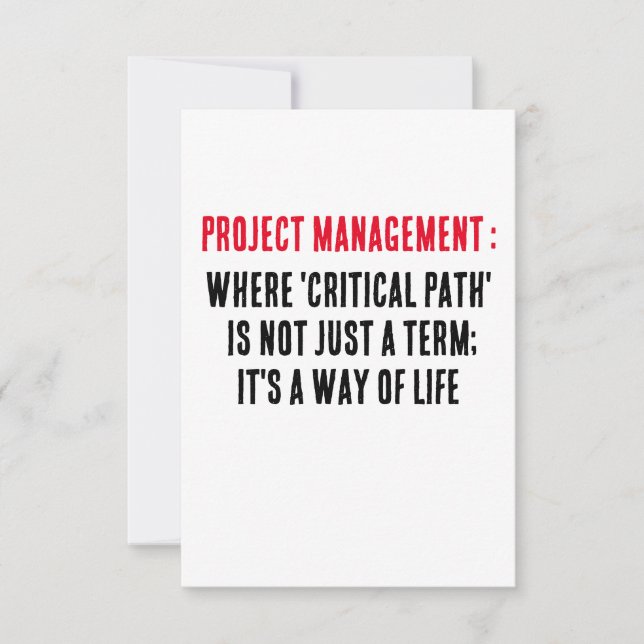 Project Management Where 'critical path' is not  Thank You Card (Front)