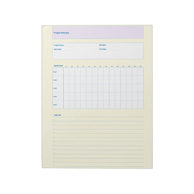 Project Planning Template, Printable Planner Sheet Notepad (Rotated)