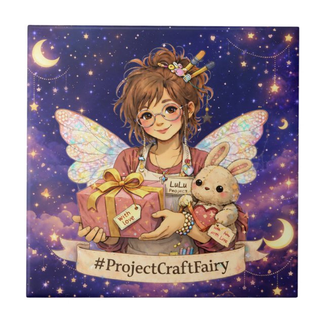 #ProjectCraftFairy NightMode  Ceramic Coaster (Front)