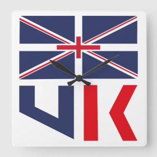 PROJECTED FLAG UK / ENGLAND BY MASANSER SQUARE WALL CLOCK