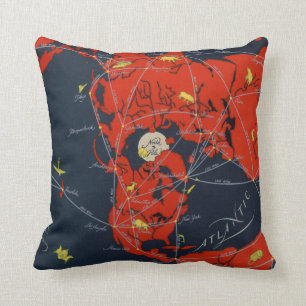 Projected Global Air Routes World Cushion