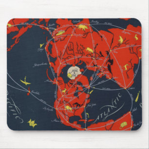 Projected Global Air Routes World Mouse Mat