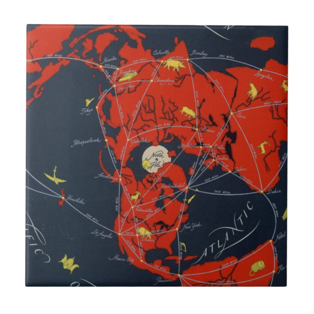 Projected Global Air Routes World Tile (Front)