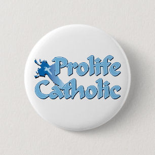 Prolife Catholic Cross 6 Cm Round Badge