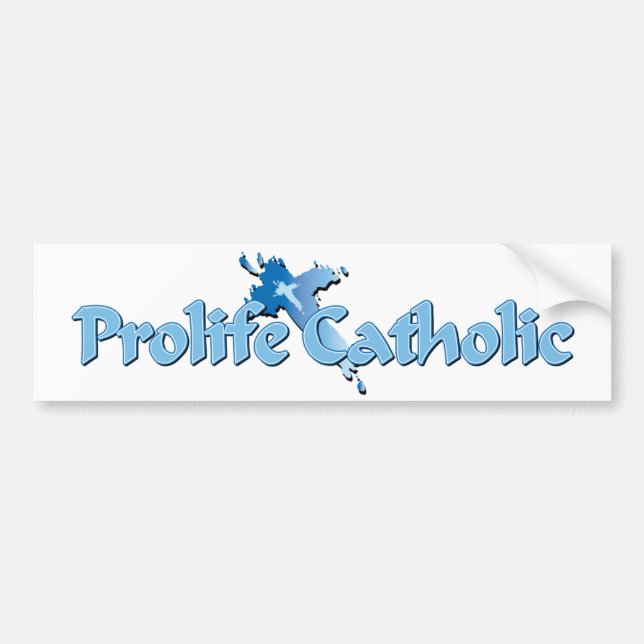 Prolife Catholic Cross Bumper Sticker (Front)