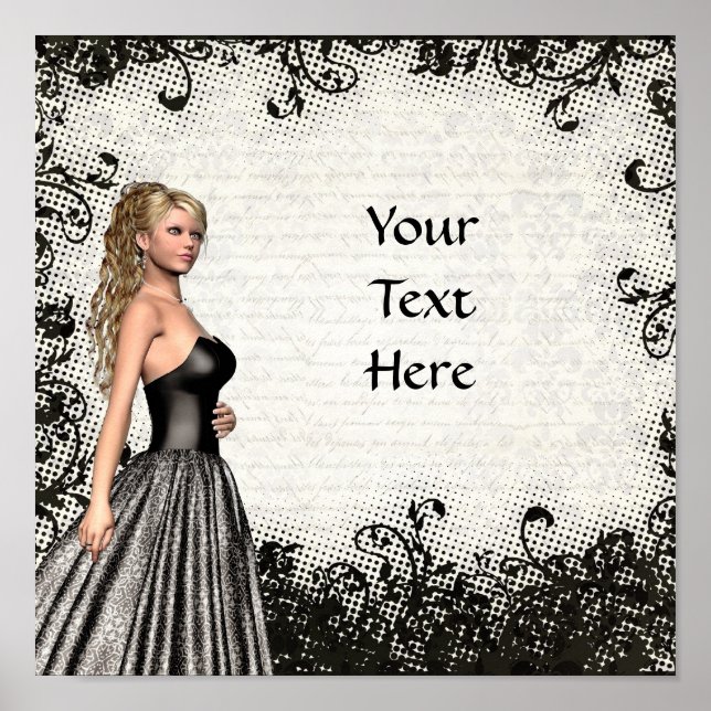 Prom girl in a black dress poster (Front)