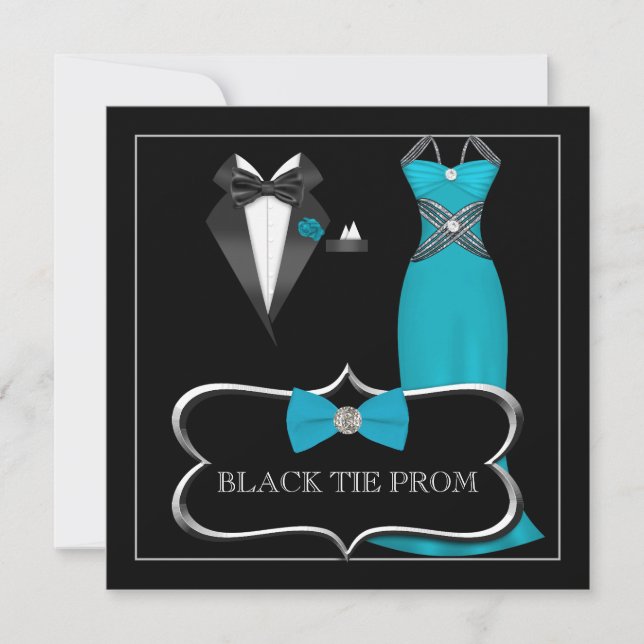 Prom High School Dance Formal Red Black Tie Invitation (Front)