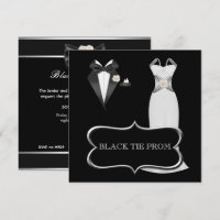Prom High School Dance Formal White Black Tie