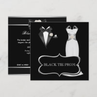 Prom High School Dance Formal White Black Tie