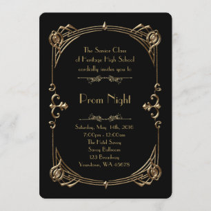 Prom Night Empire style, Melted gold, black Invitation