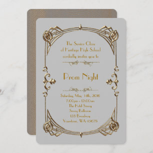 Prom Night Empire style, Melted gold, grey 2 Invitation